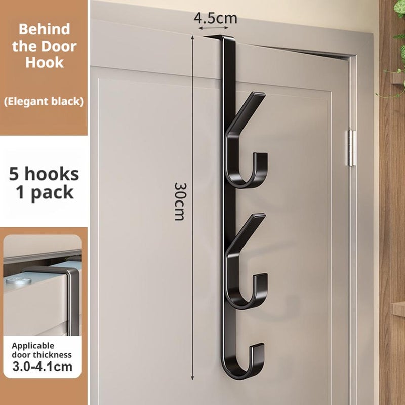 Vertical door-mounted coat hooks, carbon steel hooks, no drilling required, wall-mounted coat rack, strong and traceless, bedroom storage. - Image 1